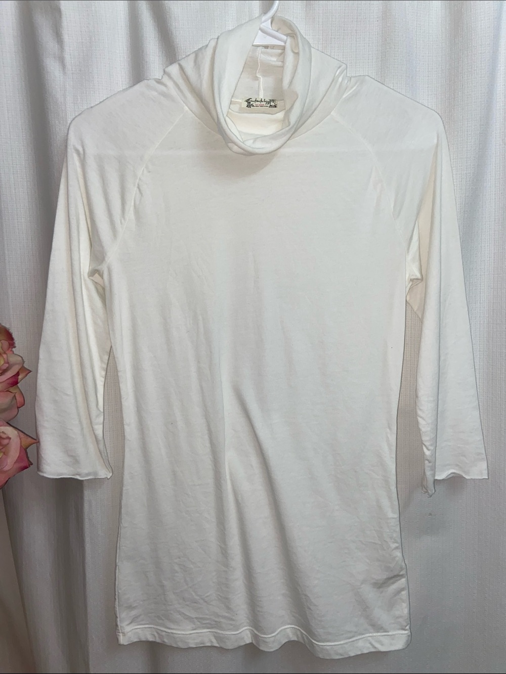 Free People Layering Tee Lightweight Cotton White Turtleneck Top